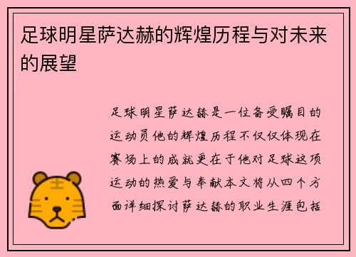 足球明星萨达赫的辉煌历程与对未来的展望